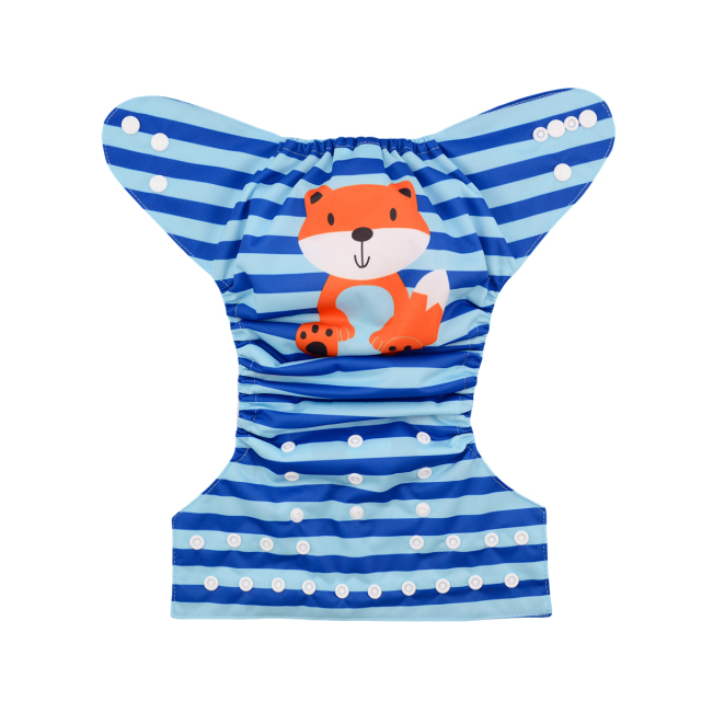 ALVABABY One Size Positioning Printed Cloth Diaper -Fox(YD48A)