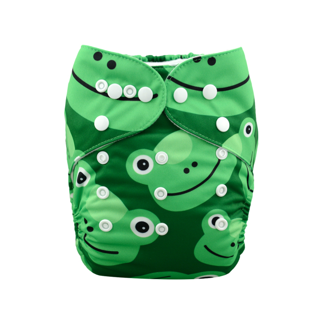 ALVABABY One Size Positioning Printed Cloth Diaper -Frog(YD37A)