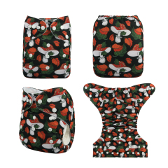 ALVABABY One Size Positioning Printed Cloth Diaper -Mushroom (YDP11A)