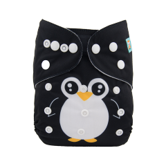 ALVABABY One Size Positioning Printed Cloth Diaper -Penguin(YD149A)