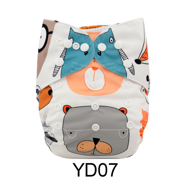 ALVABABY One Size Positioning Printed Cloth Diaper -Bear(YD07A)