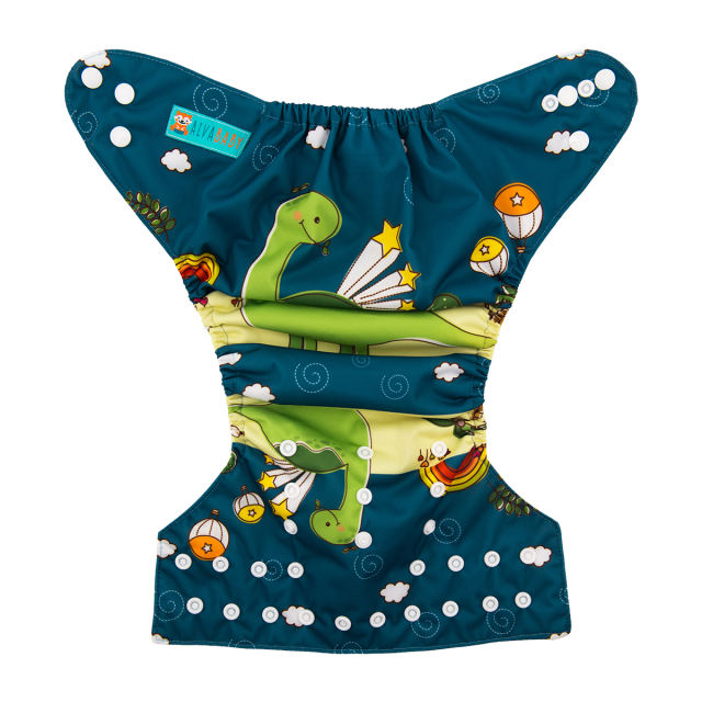 ALVABABY One Size Positioning Printed Cloth Diaper -Dinosaur (YD106A)