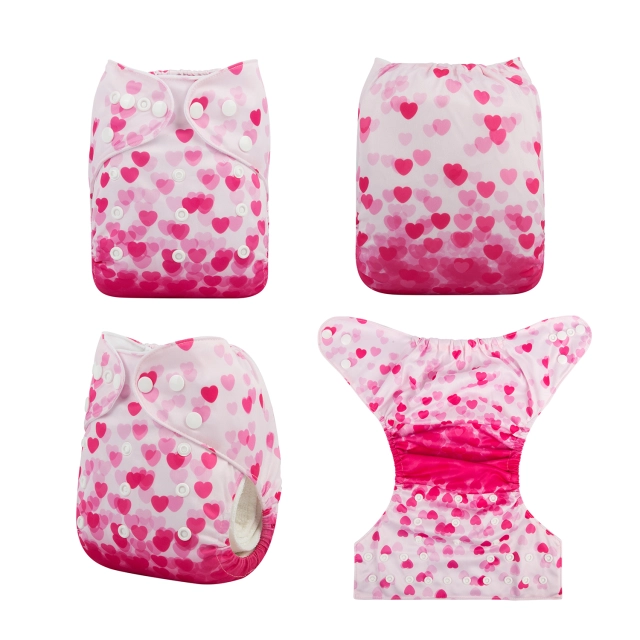 ALVABABY One Size Positioning Printed Cloth Diaper -Love (YDP12A)