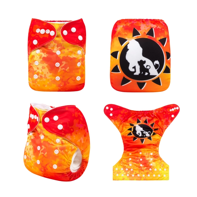 ALVABABY One Size Positioning Printed Cloth Diaper -The Lion King(YD198A)