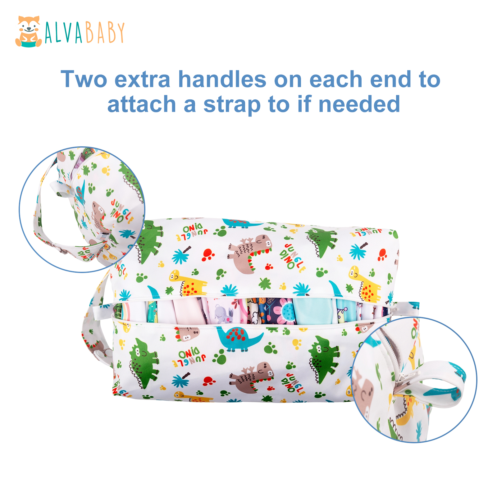 ALVABABY Diaper Pod, Waterproof Wet Bag for Daycare & Travel (Dinosaur, LP-H147A)