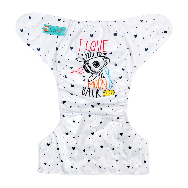 ALVABABY One Size Positioning Printed Cloth Diaper -The moon back(YD179A)