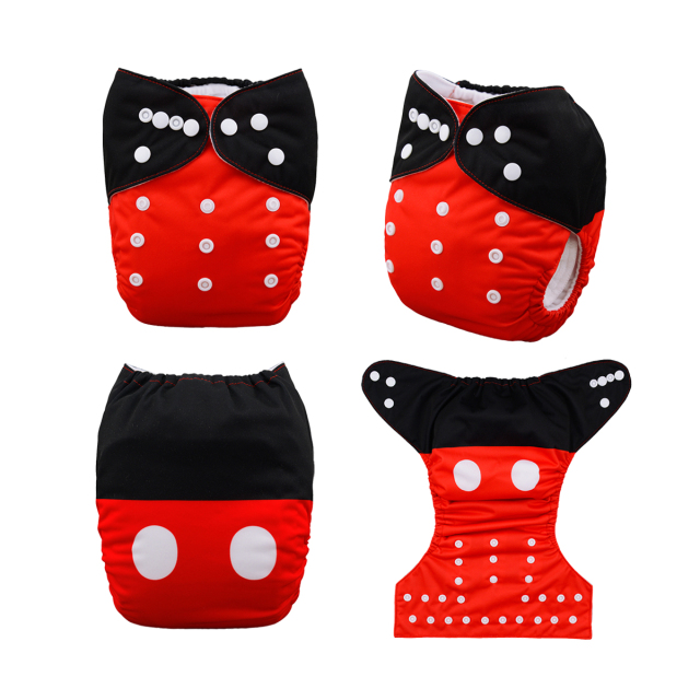 ALVABABY One Size Positioning Printed Cloth Diaper -Dots Mickey(YD78A)