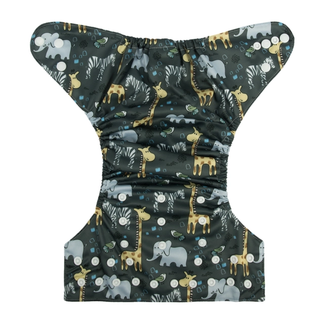 ALVABABY One Size Positioning Printed Cloth Diaper -Animals(YDP09A)