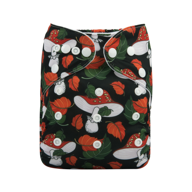ALVABABY One Size Positioning Printed Cloth Diaper -Mushroom (YDP11A)