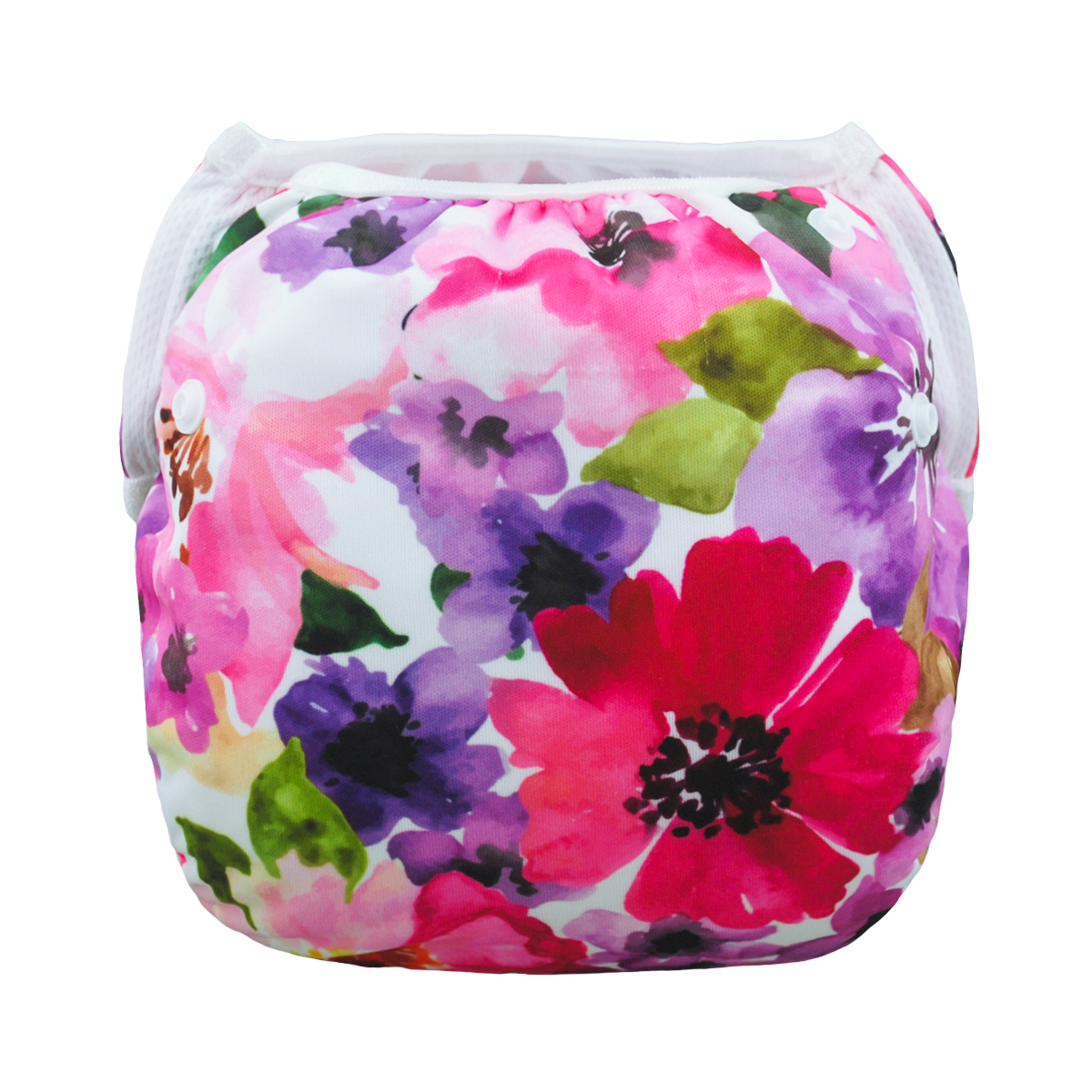 ALVABABY Reusable Swim Diaper - Adjustable One Size Swimwear for Infants & Toddlers  (Purple flowers SW-H065A)