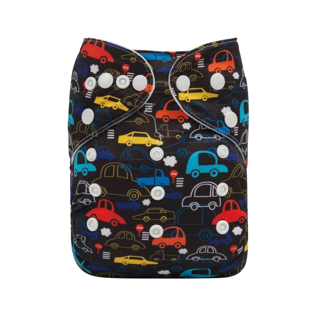 ALVABABY One Size Positioning Printed Cloth Diaper -Car (YDP42A)