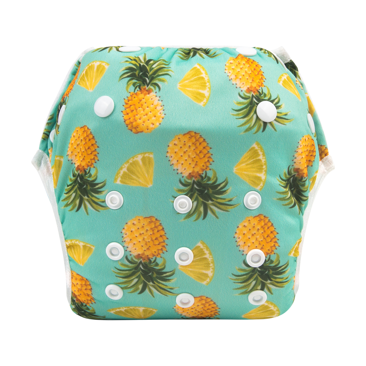 ALVABABY Reusable Swim Diaper - Adjustable One Size Swimwear for Infants & Toddlers (Pineapples, SW74A)