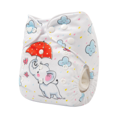 ALVABABY One Size Positioning Printed Cloth Diaper -Elephant (YDP35A)