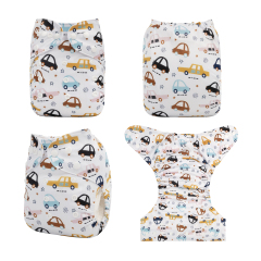 ALVABABY One Size Positioning Printed Cloth Diaper -Car (YDP57A)