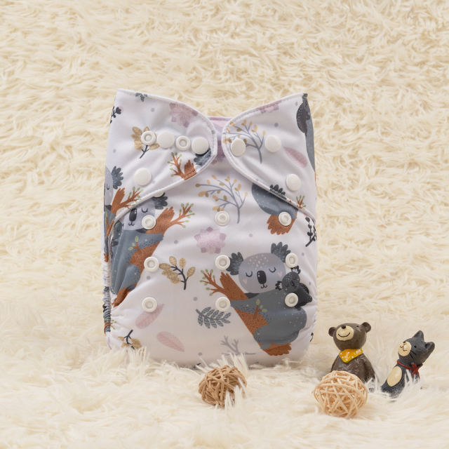 ALVABABY One Size Positioning Printed Cloth Diaper -Koala (YDP92A)