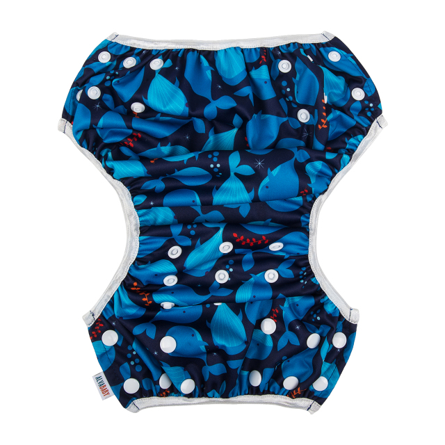 ALVABABY One Size Printed Swim Diaper -whales (SW66A)