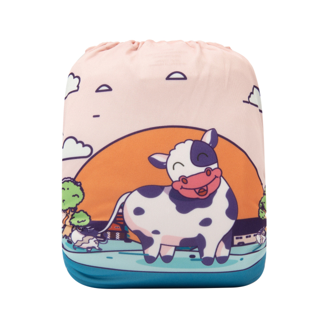 ALVABABY One Size Positioning Printed Cloth Diaper -Cows (YDP33A)