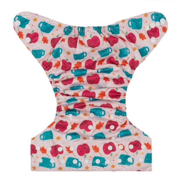 ALVABABY One Size Positioning Printed Cloth Diaper -Apple and cup (YDP89A)