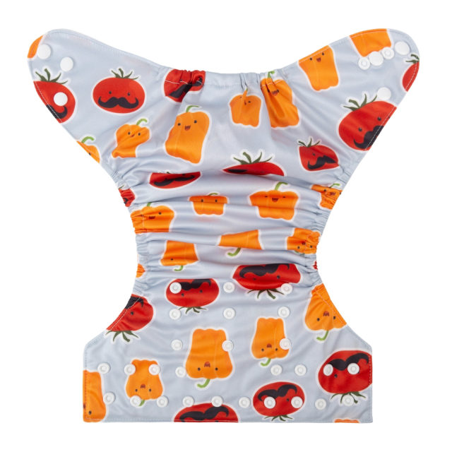 ALVABABY One Size Positioning Printed Cloth Diaper -Tomato and bell pepper(YDP101A)