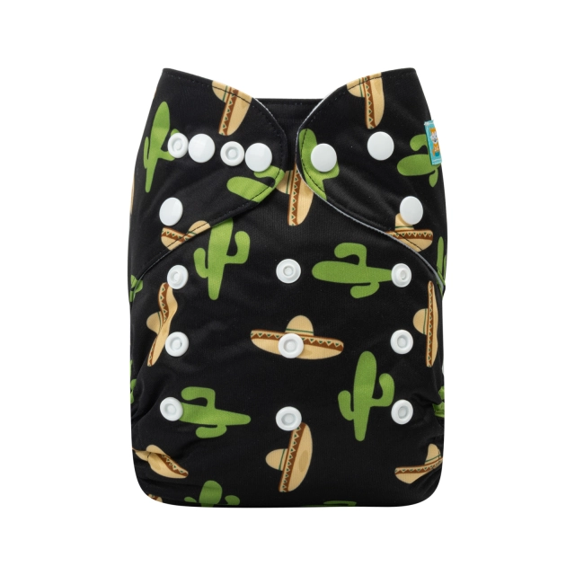 ALVABABY One Size Positioning Printed Cloth Diaper -Cactus (YDP46A)
