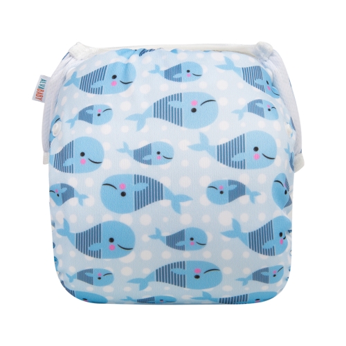 ALVABABY One Size Printed Swim Diaper-Cute Blue whale (YK61A)