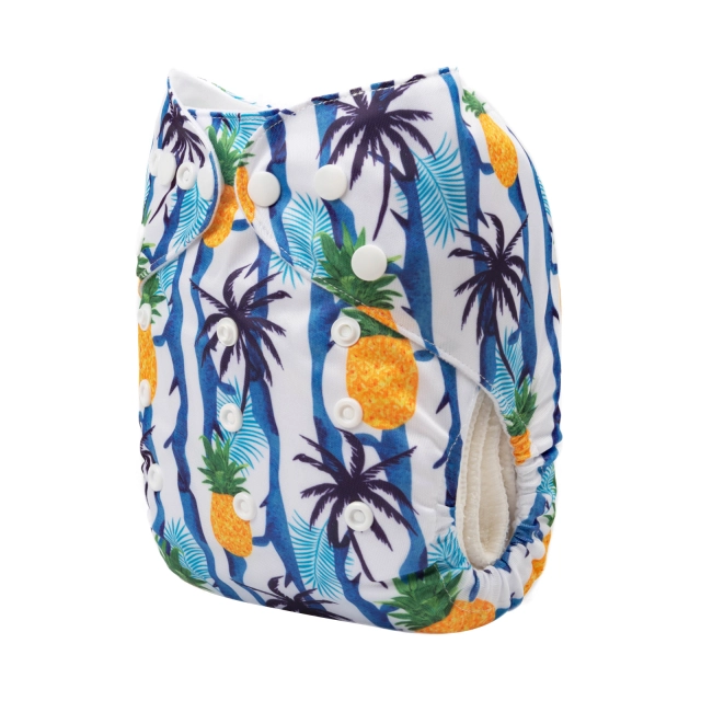 ALVABABY One Size Positioning Printed Cloth Diaper -Pineapple tree (YDP80A)