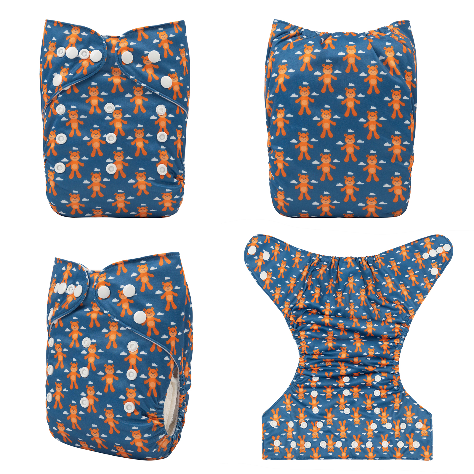 ALVABABY One Size Positioning Printed Cloth Diaper -Little bear (YDP90A)