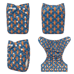ALVABABY One Size Positioning Printed Cloth Diaper -Little bear (YDP90A)