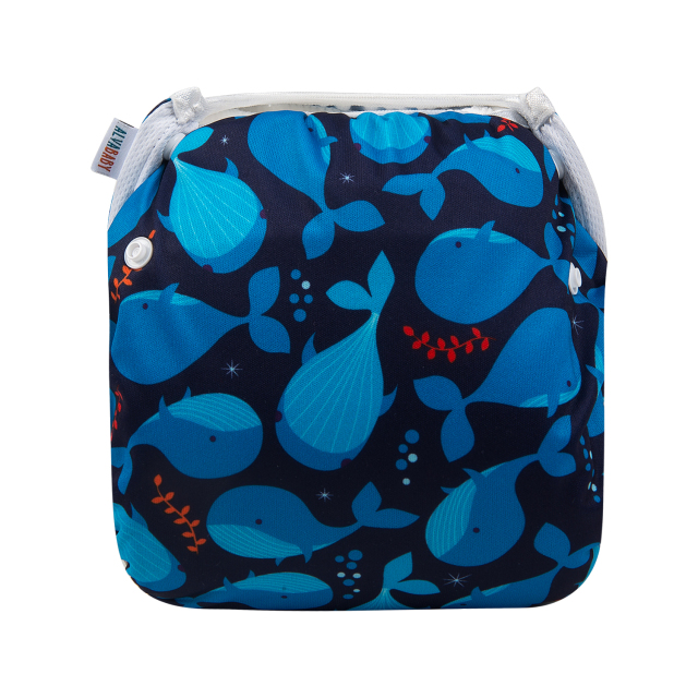 ALVABABY One Size Printed Swim Diaper -whales (SW66A)