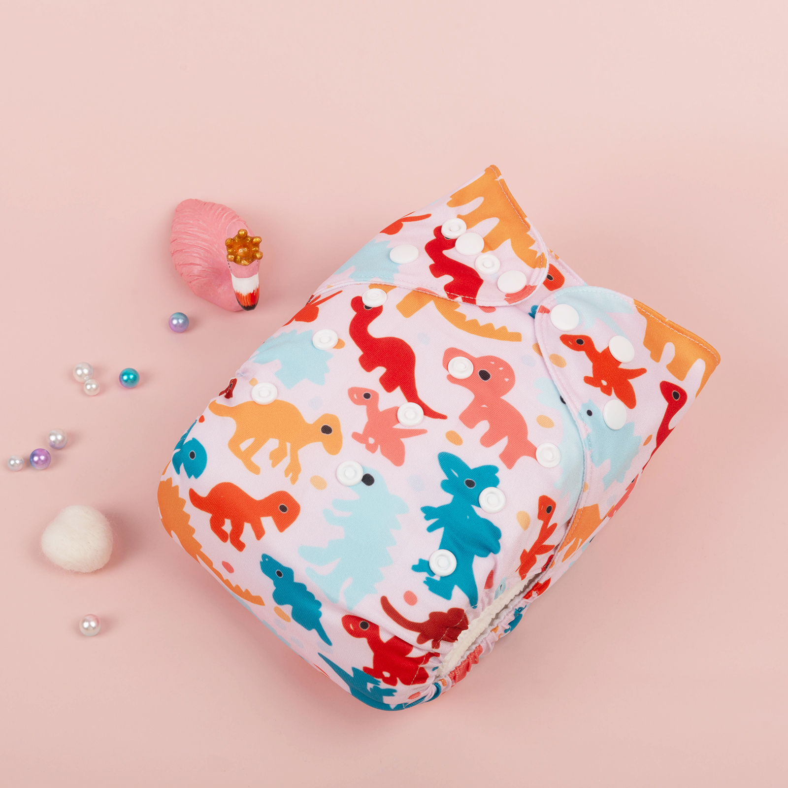 ALVABABY One Size Positioning Printed Cloth Diaper -Dinosaur (YDP79A)