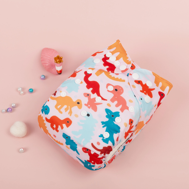 ALVABABY One Size Positioning Printed Cloth Diaper -Dinosaur (YDP79A)