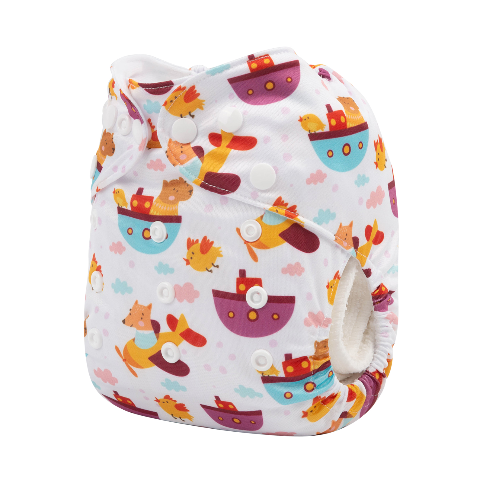 ALVABABY One Size Positioning Printed Cloth Diaper -Bear and chick (YDP67A)