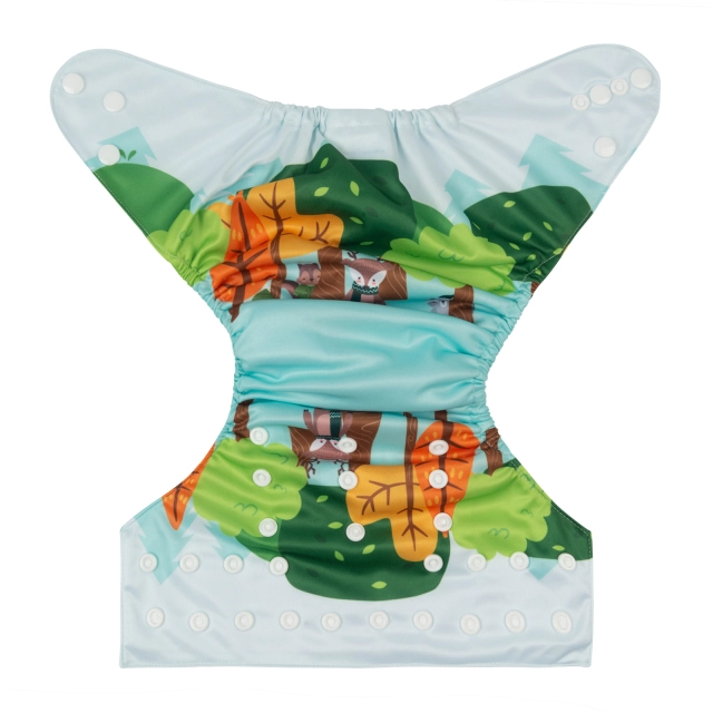 ALVABABY One Size Positioning Printed Cloth Diaper - Squirrel and deer (YDP86A)