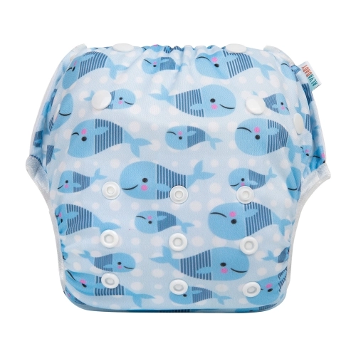 ALVABABY One Size Printed Swim Diaper-Cute pink Dolphin  (YK61A)