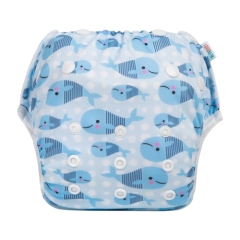 ALVABABY One Size Printed Swim Diaper-Cute Blue whale (YK61A)