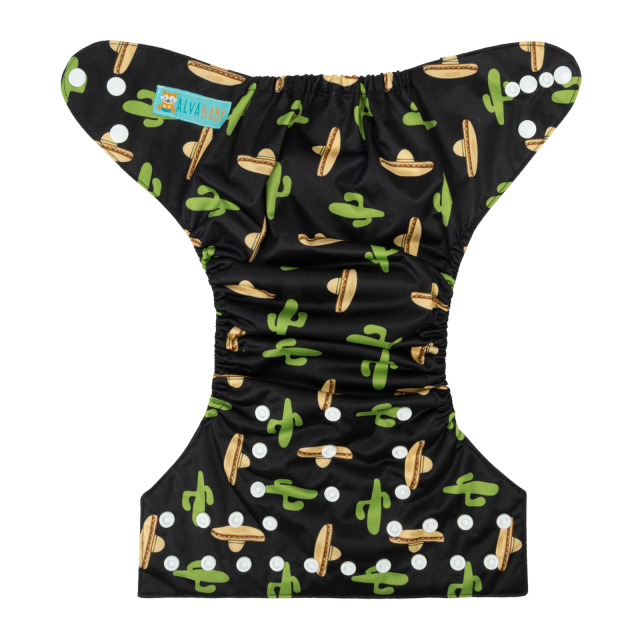 ALVABABY One Size Positioning Printed Cloth Diaper -Cactus (YDP46A)