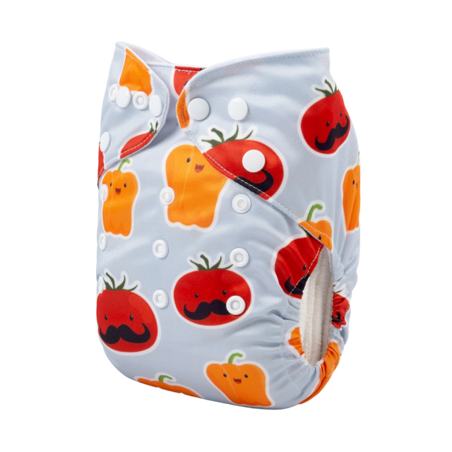 ALVABABY One Size Positioning Printed Cloth Diaper -Tomato and bell pepper(YDP101A)