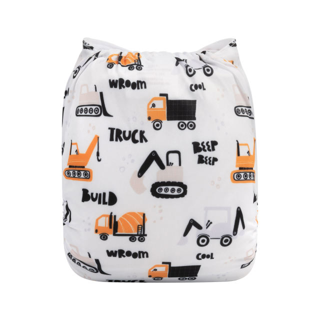 ALVABABY One Size Positioning Printed Cloth Diaper -Truck (YDP59A)