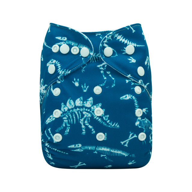 ALVABABY One Size Positioning Printed Cloth Diaper -Dinosaur (YDP62A)