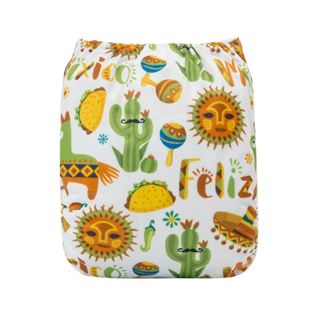ALVABABY One Size Positioning Printed Cloth Diaper -Sun and horse (YDP49A)