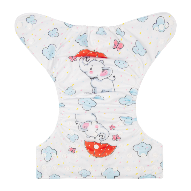 ALVABABY One Size Positioning Printed Cloth Diaper -Elephant (YDP35A)