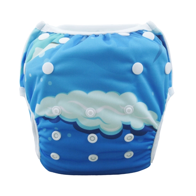 ALVABABY One Size Positioning  Printed Swim Diaper- whale(SWD41A)