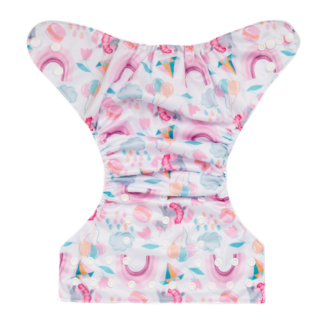 ALVABABY One Size Positioning Printed Cloth Diaper -Rainbow and unicorn (YDP83A)