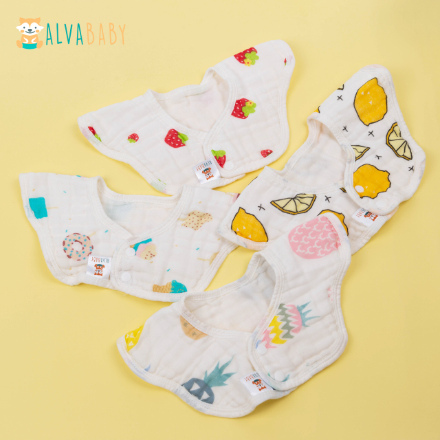 1 set of Muslin 360º Rotate Soft Cotton Baby Bibs -(4MSWZ01A)