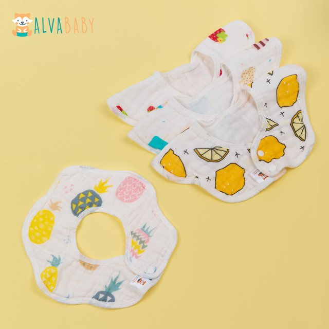 1 set of Muslin 360º Rotate Soft Cotton Baby Bibs -(4MSWZ01A)