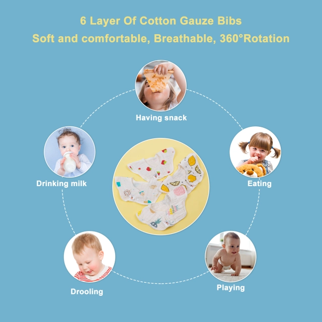 1 set of Muslin 360º Rotate Soft Cotton Baby Bibs -(4MSWZ01A)