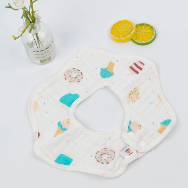 1 set of Muslin 360º Rotate Soft Cotton Baby Bibs -(4MSWZ01A)