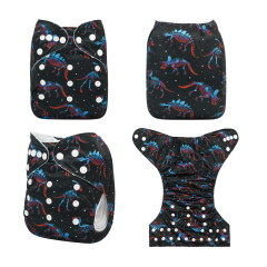 ALVABABY One Size Positioning Printed Cloth Diaper -Dinosaur (YDP64A)