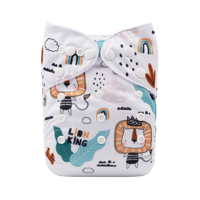 ALVABABY One Size Positioning Printed Cloth Diaper -Lion King(YDP94A)