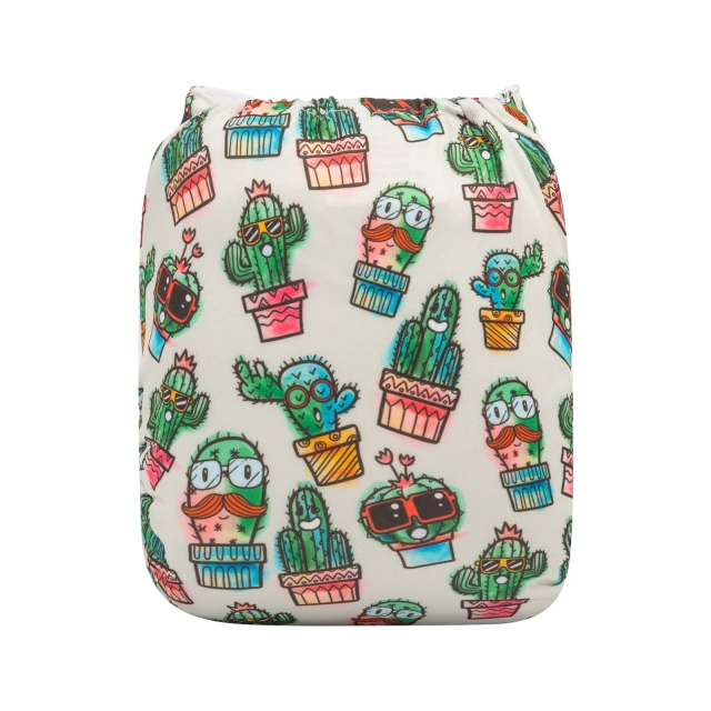 ALVABABY One Size Positioning Printed Cloth Diaper -Cactus (YDP60A)